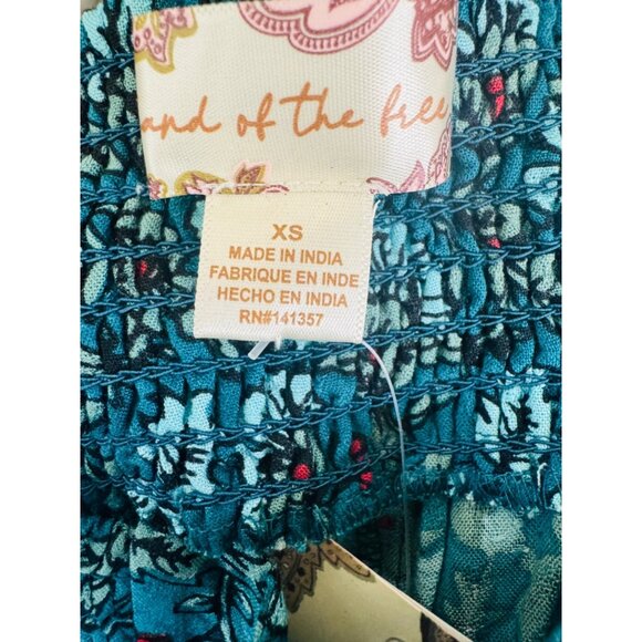 NWT XS Band Of The Free Floral Elise Deep Teal Aqua Wide Leg Palazzo Pants - Picture 2 of 11